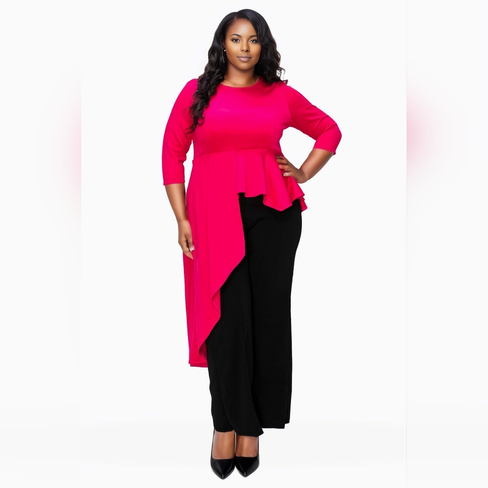 NEW NWOT LIVD Sanctuary Asymmetrical Hot Pink Peplum Top Size 3X